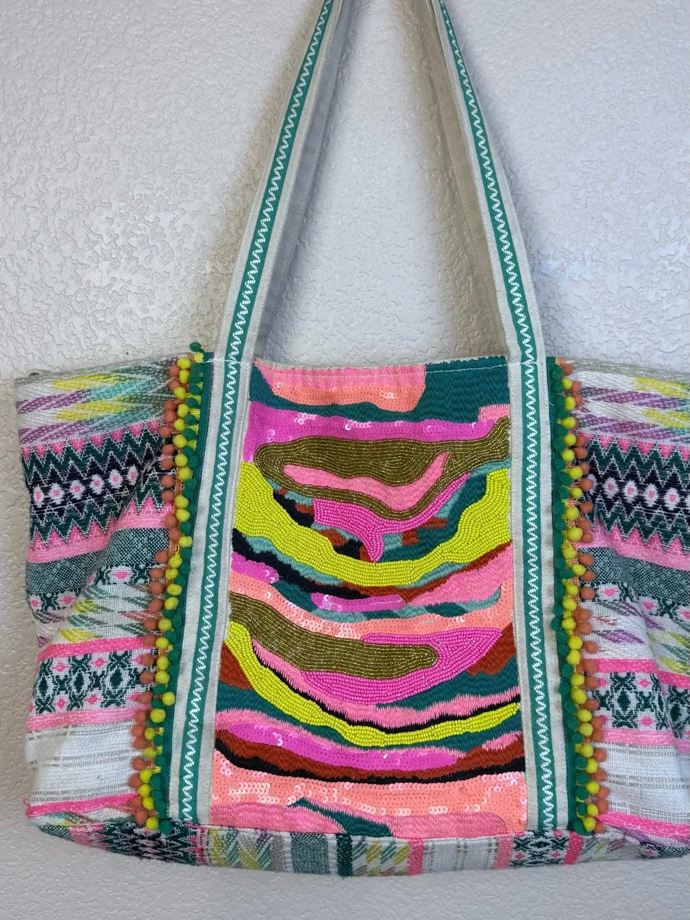 America & Beyond • Daphne Embellished Multi-Colored Hand Beaded Tote